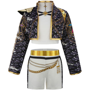 Costume da ballo Kpop di alta qualità per bambine, uniforme con finiture dorate, stile anime, per spettacoli teatrali e <span class=keywords><strong>Halloween</strong></span> - Product Image 6