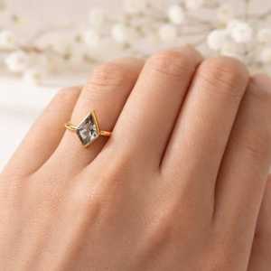 Anillo de Cuarzo Ahumado en Forma de Diamante, Plata de Ley 925, Oro Vermeil, Anillo de Promesa, Talla de Piedra 6 × 12, Anillos de Eternidad para Mujer, Vermeil - Product Image 5