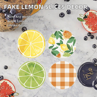 Sous-verres en céramique imprimés de fruits à l'aquarelle, sous-verres ronds absorbants avec motif à carreaux citron et lime pour la protection de la table