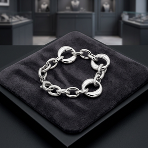 Pulseras de Cadena de Eslabones Ovalados Lisos de Plata 925, Tamaños Variados - Product Image 3