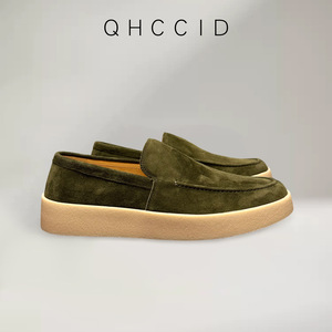 Mocassins en daim vert olive pour homme, chaussures décontractées à talon bas, légères, semelle souple, style pêcheur - Product Image 4