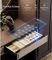 Coffre-fort coulissant pour la sécurité domestique avec serrure biométrique à empreinte digitale, boîte de rangement pour bijoux, argent, documents et objets de valeur