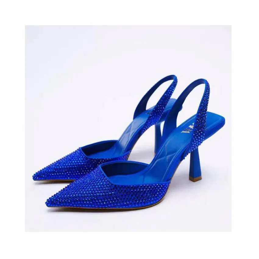 35-43 size black blue gold new arrival fashion women pointed toe high-heeled ZA sandals 915