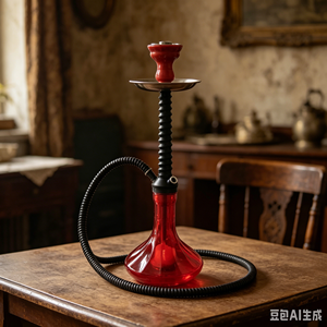 Cachimba Metálica Roja de un Solo Tubo con Manguera Flexible Negra, Accesorio Portátil para Fumar - Product Image 5