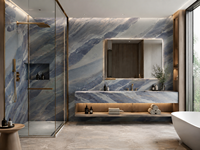 Dalles de marbre bleu roi polies, à jointure apparente, pour murs décoratifs, plans de toilette de salle de bain, encadrements de cheminée, dessus de table à manger