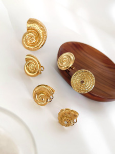 Anneaux ouverts en acier inoxydable sans ternissement plaqué or 18 carats avec <span class=keywords><strong>strass</strong></span> en forme de coquillage pour femmes, réglables, bijoux de plage tendance - Product Image 5