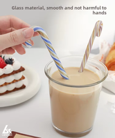 Série de Noël créative : Agitateur en verre rayé coloré, mignon, à long manche, pour jus et café