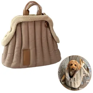 Custom Winter Warm Bolsa Para Mascotas Puffer Draagtas Draagbare Puppy Hond Reizen Draagtas Schoudertas