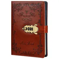 Vintage Leather Diary with Code Lock and Key Lock