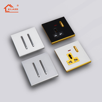 NUEVO Interruptor de luz de pared Toma de carga rápida USB Llave de piano Enchufe de vidrio templado Decoración de hotel Boutique personalizada 2024