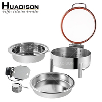 Matériel hôtelier Huadison, réchauds en acier inoxydable, réchauds ronds de luxe, ensemble de réchauds pour garder les aliments au chaud pour les banquets et les fêtes