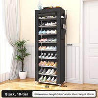 Meuble à chaussures multifonctionnel vintage en plastique à 10 niveaux, anti-poussière, avec housses de protection en tissu non tissé, pour entrées et couloirs