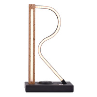 Gradateur tactile moderne design fantaisie, luminaires à commande tactile CCT, lampes de bureau LED en forme de R avec base en bois