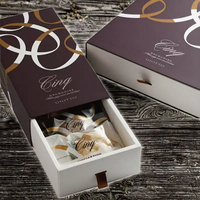 Boîte cadeau à tiroir coulissant rigide avec motif anneau, impression personnalisée pour chocolats, bonbons et desserts, vente en gros, directement de l'usine