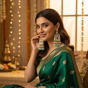 <b>Gold</b> Plated Kundan Stone and Pearl <b>Dangle</b> <b>Earrings</b> Fine 11151620MG Jewelry - Product Image 2