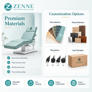 Fauteuil de Soin Esthétique Luxe pour Extensions de Cils et Traitements Faciaux, Mobilier de Salon avec Cadre Doré, Lampe <span class=keywords><strong>Arc</strong></span> et Chariot - Product Image 6