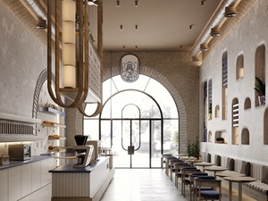 เฟอร์นิเจอร์ตกแต่งร้านเบเกอรี่แบบกำหนดเอง เคาน์เตอร์เค้กหินขัด ตู้เครื่องดื่ม ตกแต่งภายในร้านกาแฟ พร้อมบริการติดตั้งร้านค้าแบบครบวงจร - Product Image 4