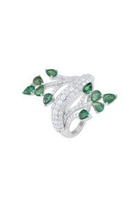 <b>Emerald</b> and Diamond <b>Ring</b> in 92.5 Sterling <b>Silver</b> KLSR-11669 - Product Image 4