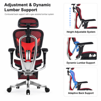 Chaise de bureau ergonomique inclinable en maille avec dossier haut, support lombaire, appui-tête 4D, pivotante, hauteur réglable, accoudoirs 7D, chaise de bureau inclinable
