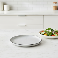 Ensemble de salle à manger en grès Guangda, style classique contemporain et luxueux |   Assiettes et tasses en céramique blanche émaillée |   Résistant à la chaleur, compatible four/micro-ondes