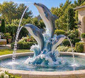 Statua di <span class=keywords><strong>Delfino</strong></span> in Resina di Fibra di Vetro Personalizzata, Scultura Artigianale a Grandezza Naturale, Fontana con Statua di <span class=keywords><strong>Delfino</strong></span> in Fibra di Vetro in Vendita - Product Image 3
