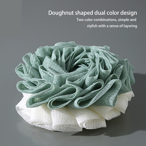 Dual Color Doughnut Mesh Pouf Premium Quality Women Girls Shower Donut <strong>Exfoliating</strong> Bath Sponge Body Scrubber Bath Loofahs - Product Image 6