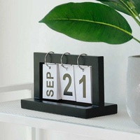 Calendrier de table vintage en bois, décorations rustiques pour café, ornements décoratifs, planificateur à feuilles mobiles DIY, calendrier perpétuel, fournitures de bureau
