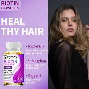 Cápsula de biotina para el crecimiento del cabello con colágeno, 60 cápsulas blandas de biotina