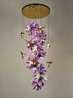 Lustre en verre artisanal personnalisé, grande suspension décorative, lumière LED, violet, protection des yeux, pour salon