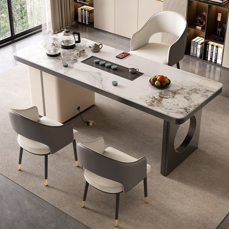 Slab tea table and 3-seater chair