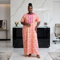 Nuevo Vestido Maxi Kaftan Boubou de Verano para Mujer Africana, Talla Grande, Cómodo, Transpirable, de Poliéster, Estilo Modesto, para Vacaciones y Uso Diario
