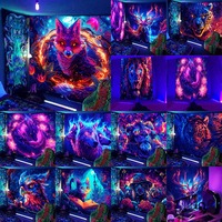 Tela de Fondo Fluorescente de Poliéster con Diseño de Animales, Luminosa con Luz UV, para Fiestas, Venta Directa de Fábrica