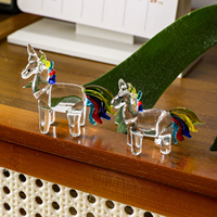Figurines d'animaux en verre faites à la main, ornement en verre licorne arc-en-ciel, figurine de cheval miniature mignonne, décoration de table de bureau à domicile, cadeau