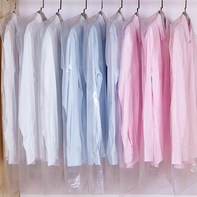 Saco de roupa para limpeza a seco, logotipo personalizado transparente pe tampa de embalagem de plástico poly saco de roupa para roupas