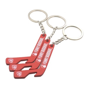 Personalize Logo Ice Hockey Stick Shape Zinc Alloy Beer Bottle Opener Keychain