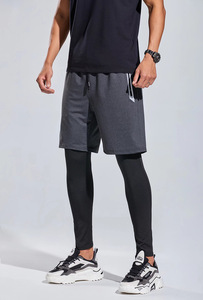 Ensemble de leggings de sport décontractés pour hommes, en toile non tissée, séchage rapide, respirant, avec cordon de serrage, shorts courts, service OEM - Product Image 3