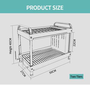 2 niveaux Noir En Métal <span class=keywords><strong>Étagère</strong></span>s de Stockage De Cuisine Panier Organisateur <span class=keywords><strong>Sur</strong></span> Évier Plat Séchage Grille - Product Image 5