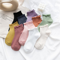 Chaussettes d'été pour femmes, mi-mollet, en coton, fines, absorbantes, à dentelle, style japonais tendance, style Instagram