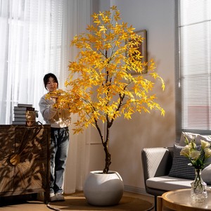 Cây nhân tạo nhiều màu sắc, cây phong nhân tạo chất lượng cao trong chậu, cây giả mô phỏng, cây xanh, cây giả màu đỏ vàng - Product Image 2