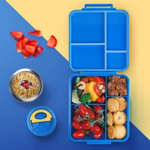 Aohea caixa retangular de plástico para crianças, logotipo personalizado, sem bpa, almoço, caixa de presente ecológica reutilizável, caixa de almoço com tigela, sopa