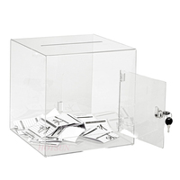 Boîte à dons en acrylique avec serrure et fente, boîte à suggestions transparente en acrylique, boîte de collecte d'argent sécurisée en acrylique pour événements de collectes de fonds