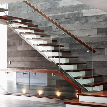 VIKO 2025 High Quality Stair Indoors Modern Design Steel Wood Floating Stairs