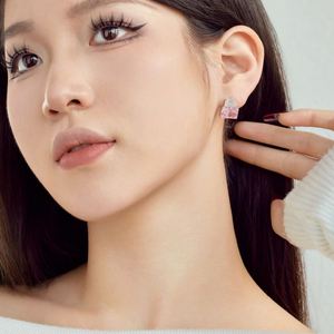 Dylam Dazzling S925 Silver Rhodium Plated Diamond 8A Crushed Iced Out Cut Two Stones Women Luxury <b>Fine</b> Jewelry <b>Stud</b> <b>Earrings</b> - Product Image 2