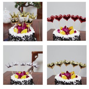 PU espejo de alto brillo Multicolor estrella corazón corona <span class=keywords><strong>Mickey</strong></span> pastel Toppers 100 piezas Feliz cumpleaños Navidad Pascua pastel decoraciones - Product Image 2