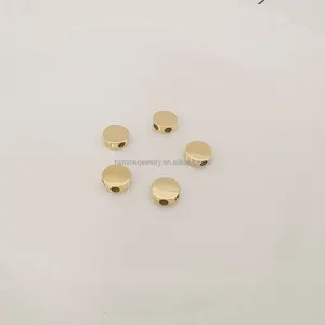 Cuentas de ajuste de oro Real de 14k con forma redonda plana de silicona, accesorios de joyería para pulsera de collar artesanal, venta al por mayor