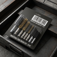 Kit de brosses de polissage industrielles pour nettoyage de tubes à essai, pistolets de pulvérisation et tuyaux, avec poils en fil d'acier et de cuivre, manche métallique, diamètre 1/2