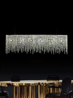 Lustre en cristal importé, table à manger rectangulaire, comptoir de bar de style designer pour hôtel, bureau d'accueil, éclairage de villa de luxe