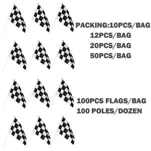 Черно-белый клетчатый Гоночный флаг ручной сигнальный флажок в клетчатом узоре - Product Image 5