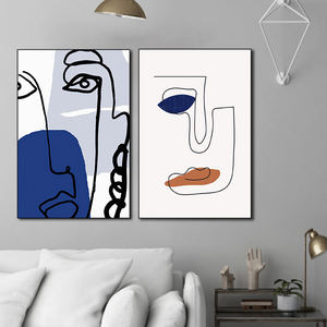 Figura y retrato minimalista para decoración del hogar, siluetas de perfil lateral de línea de <span class=keywords><strong>mujer</strong></span>, pinturas abstractas figurativas nórdicas, caras - Product Image 5