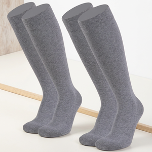 Gray Solid Knitted <b>Knee</b> <b>High</b> <b>Socks</b> Crew Length Calf <b>Socks</b> for <b>Women</b> Men Sports Training - Product Image 1